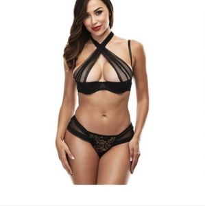 Halter cross sheer lingerie